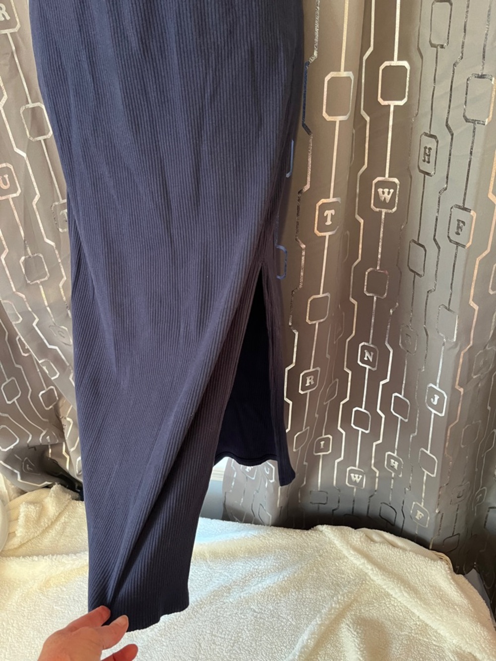 Ribbed Navy Sleeveless Midi Dress - Picture 5 of 5